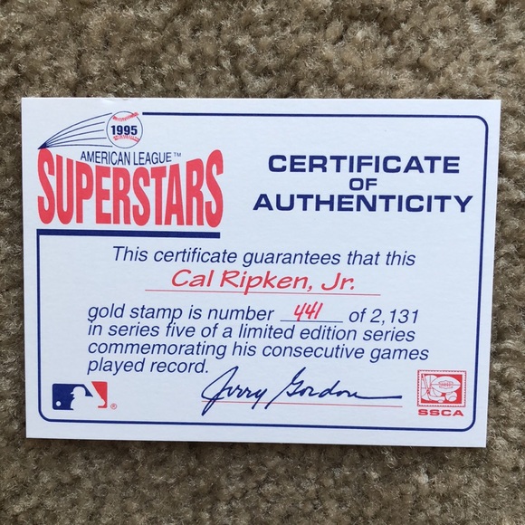 1995 Cal Ripken Jr. 23 Kt Gold Stamp & Card w/ COA - Picture 4 of 6